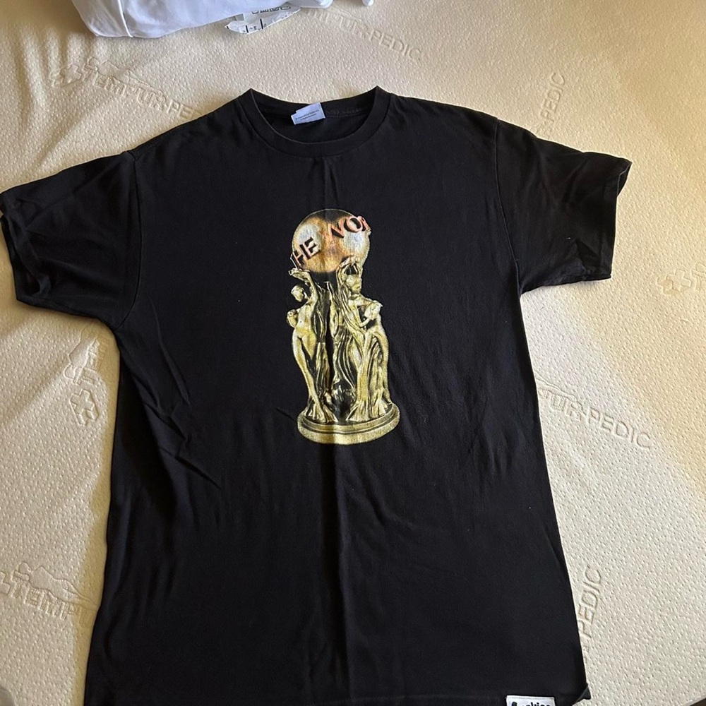 Black Graphic Tee with Gold Design